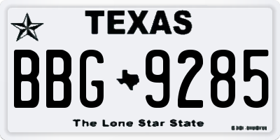 TX license plate BBG9285