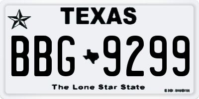 TX license plate BBG9299