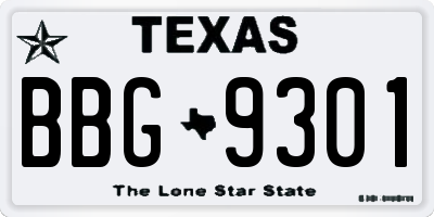 TX license plate BBG9301