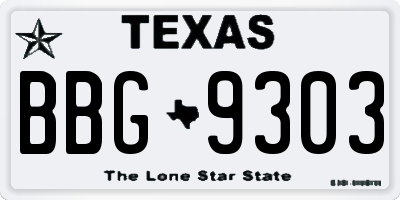 TX license plate BBG9303