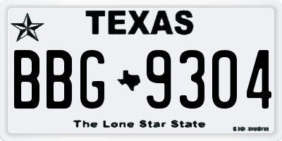 TX license plate BBG9304