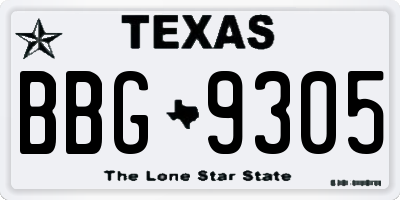 TX license plate BBG9305