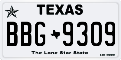 TX license plate BBG9309