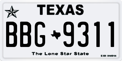 TX license plate BBG9311