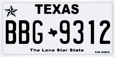 TX license plate BBG9312