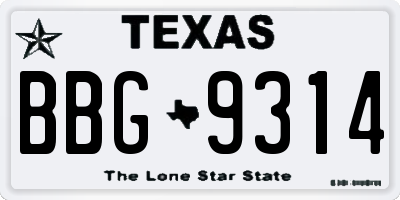 TX license plate BBG9314