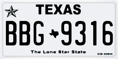 TX license plate BBG9316