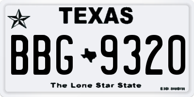 TX license plate BBG9320