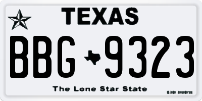 TX license plate BBG9323