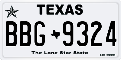 TX license plate BBG9324