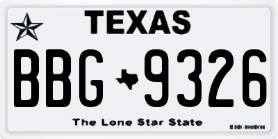 TX license plate BBG9326