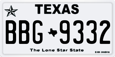 TX license plate BBG9332