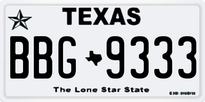 TX license plate BBG9333