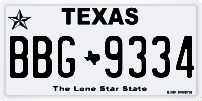 TX license plate BBG9334