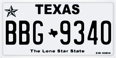 TX license plate BBG9340