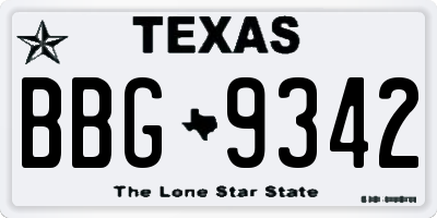 TX license plate BBG9342