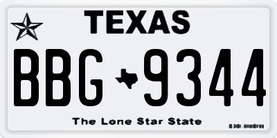 TX license plate BBG9344