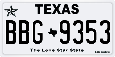TX license plate BBG9353