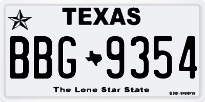 TX license plate BBG9354