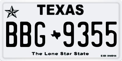 TX license plate BBG9355