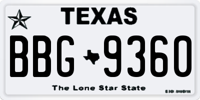 TX license plate BBG9360