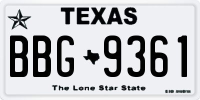 TX license plate BBG9361