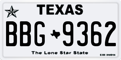 TX license plate BBG9362
