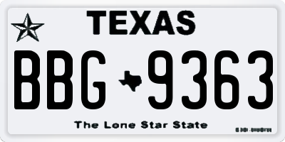 TX license plate BBG9363