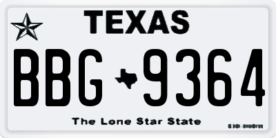 TX license plate BBG9364