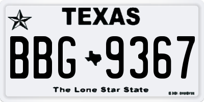 TX license plate BBG9367