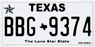 TX license plate BBG9374