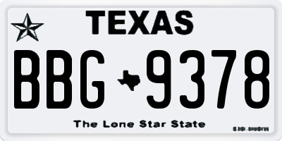 TX license plate BBG9378