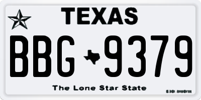 TX license plate BBG9379