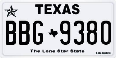 TX license plate BBG9380