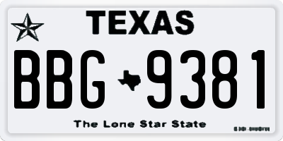 TX license plate BBG9381