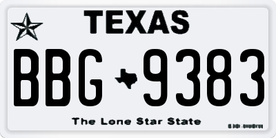 TX license plate BBG9383