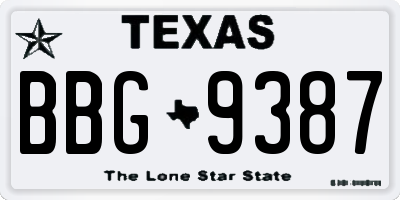 TX license plate BBG9387