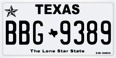 TX license plate BBG9389