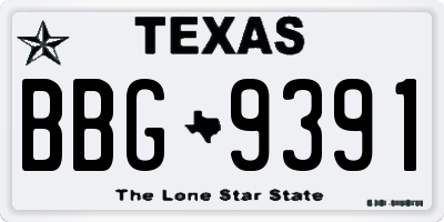 TX license plate BBG9391