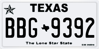 TX license plate BBG9392