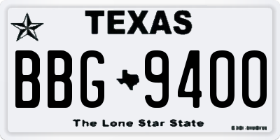 TX license plate BBG9400