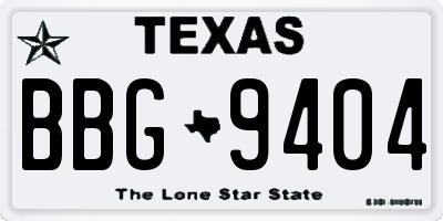 TX license plate BBG9404