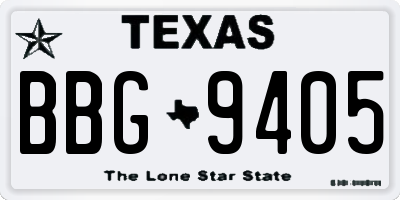 TX license plate BBG9405