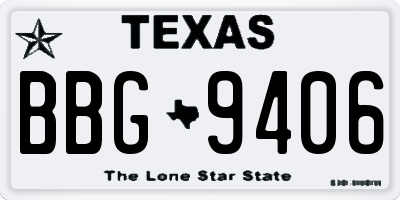TX license plate BBG9406