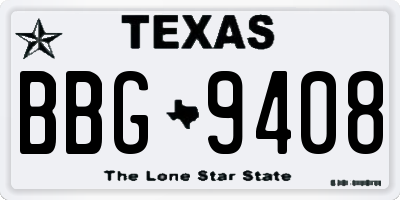 TX license plate BBG9408