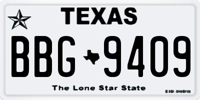 TX license plate BBG9409