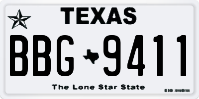 TX license plate BBG9411