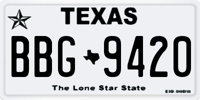 TX license plate BBG9420