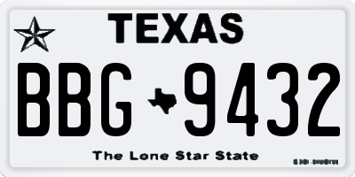 TX license plate BBG9432