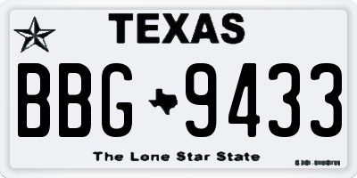 TX license plate BBG9433